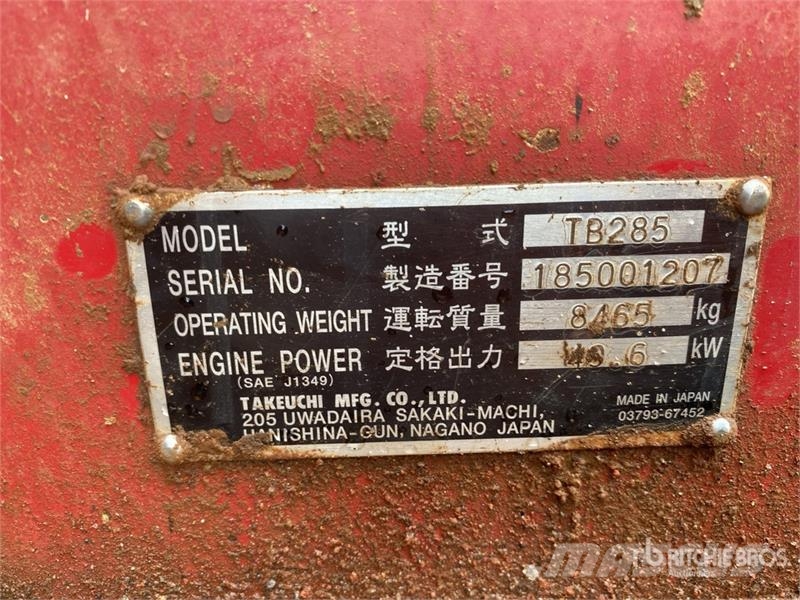 Takeuchi TB285 Tracked Excavator Pelle sur chenilles