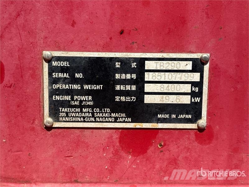 Takeuchi TB290 Mini bagri <7t