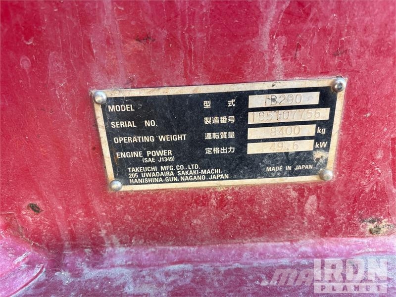 Takeuchi TB290 대형 굴삭기 29톤 이상