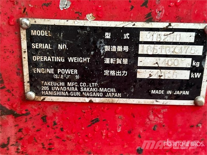 Takeuchi TB290C Mini Excavator Mini bagri <7t