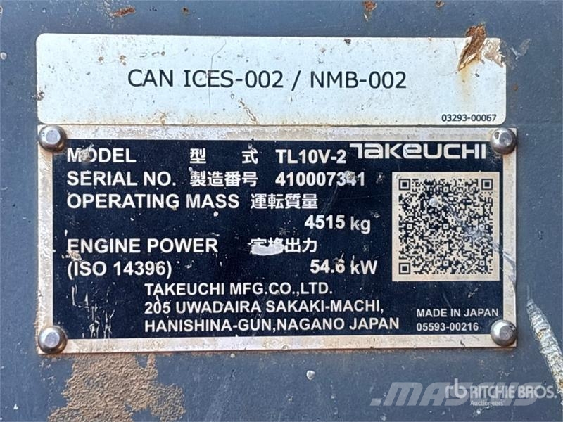 Takeuchi TL10V2R Two-Speed Compact Track Loader لوادر انزلاقية التوجيه