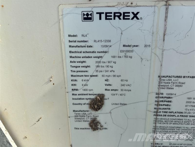 Terex RL4000 Torres de iluminación