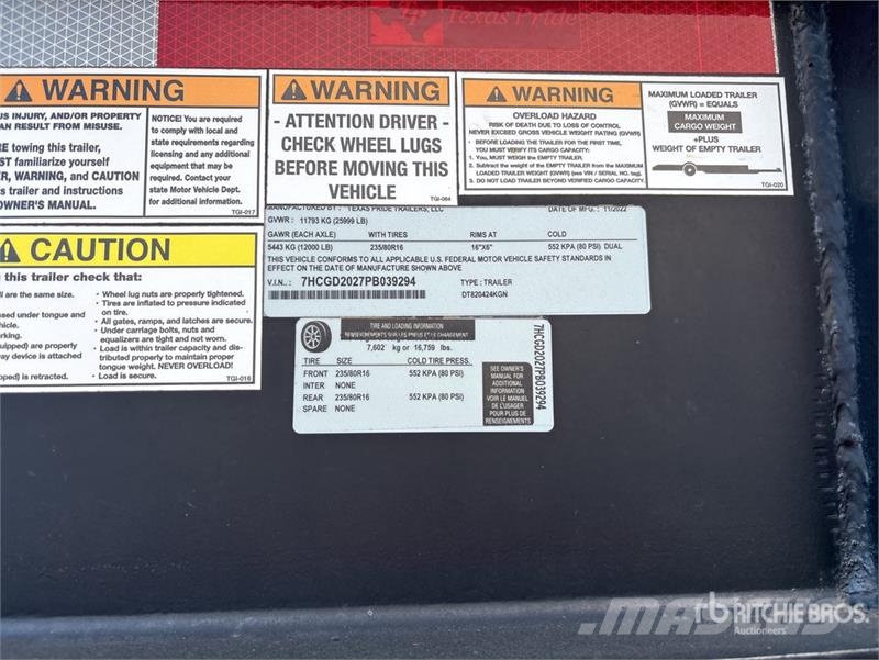 Texas Pride 20 ft T/A Gooseneck Dump Utility Trailer Tipper trailers