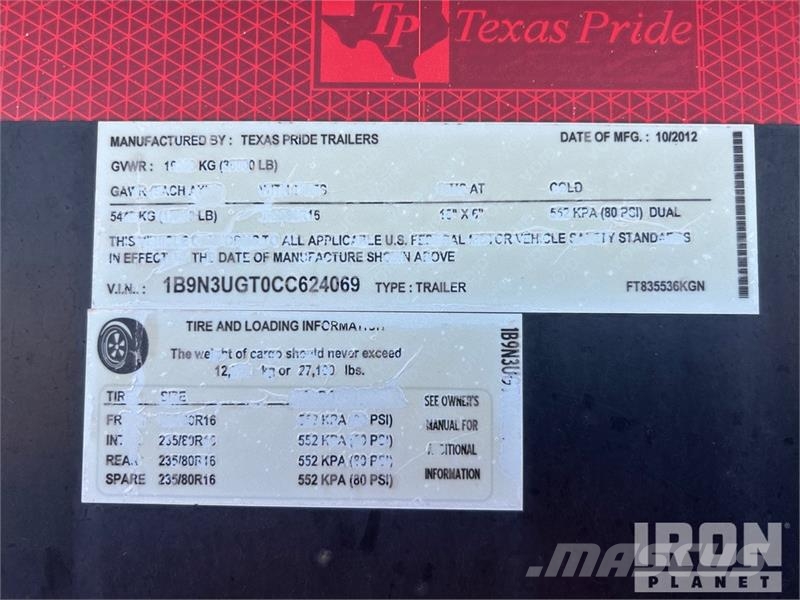 Texas Pride 36600 lb 52 ft Tri/A Flatbed Oilfield Traile Equipamiento para el procesado