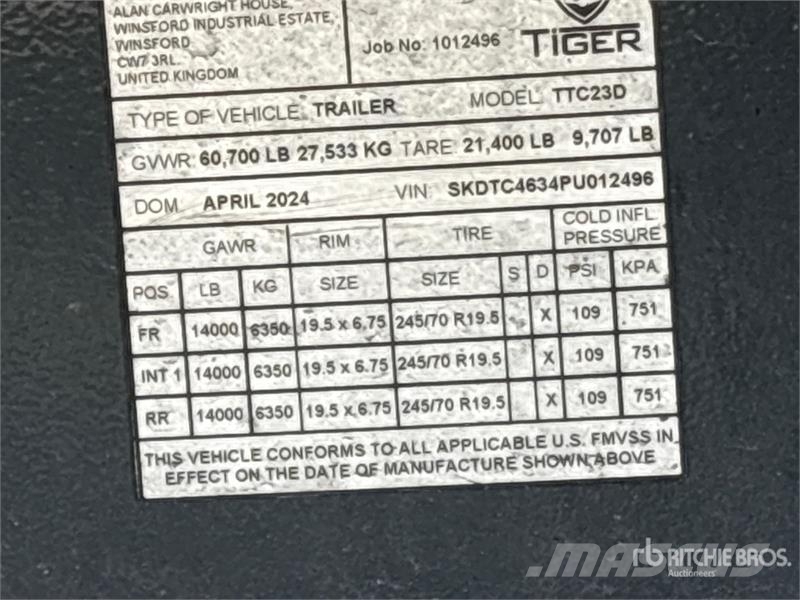 Tiger TTC23D 45 ft Tri/A Step Deck Curtain Side Trailer Tents