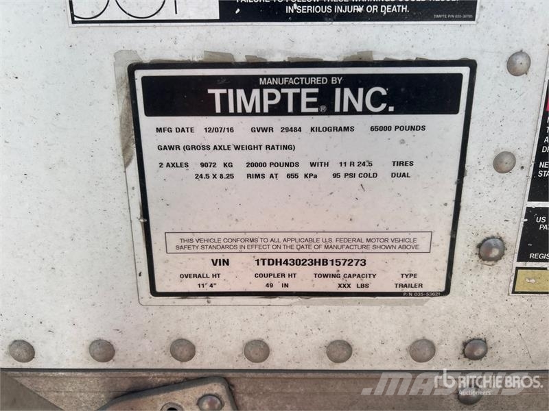 Timpte 43 ft T/A Grain Trailer (Inoperable) 곡물용 카트
