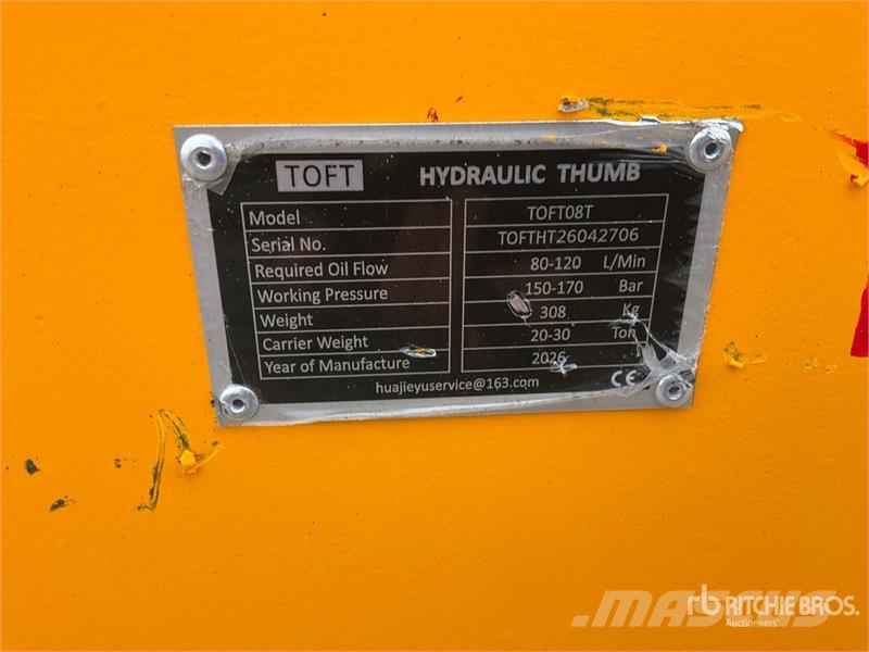 TOFT 08T Excavator Thumb - Fits Cat 320 / 20 - 25 Godet