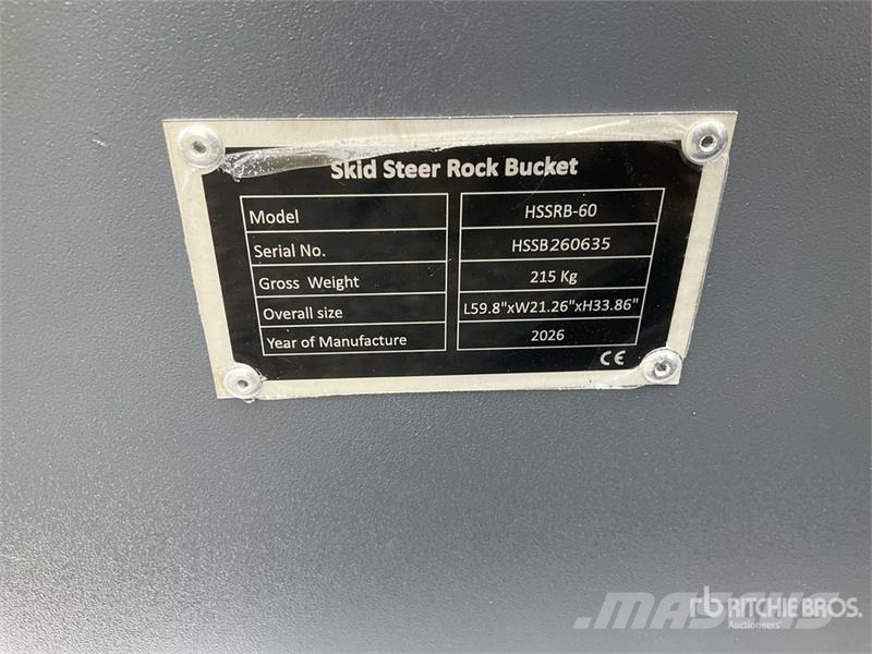 TOFT HSSRB-60 60 in Skid Steer Bucket (Unused) Godet