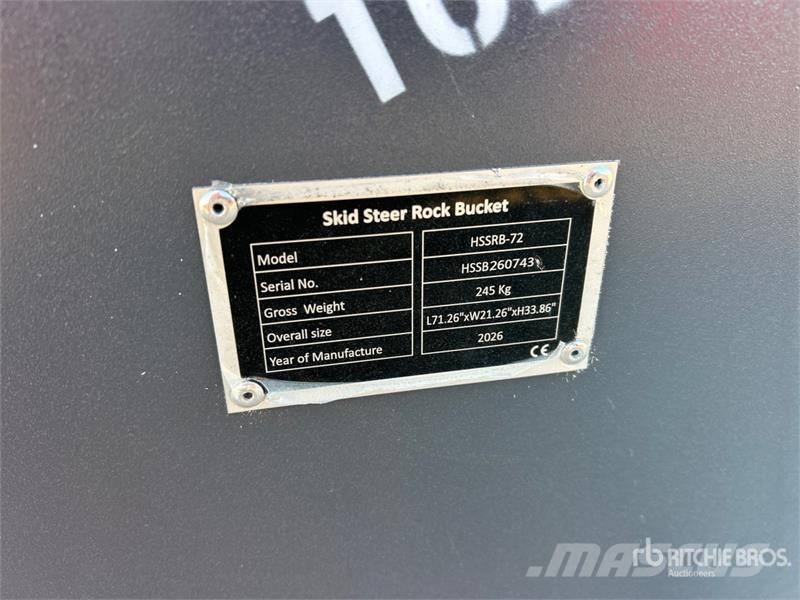 TOFT HSSRB-72 72 in Skid Steer Bucket (Unused) Baldes