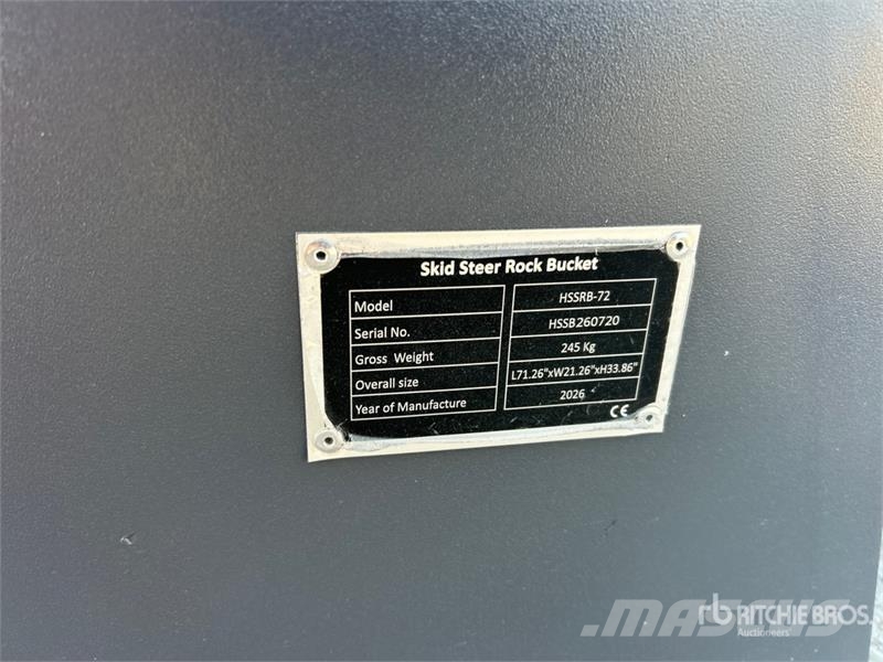  TOFT HSSRB-72 72 in Skid Steer Bucket (Unused) Buckets