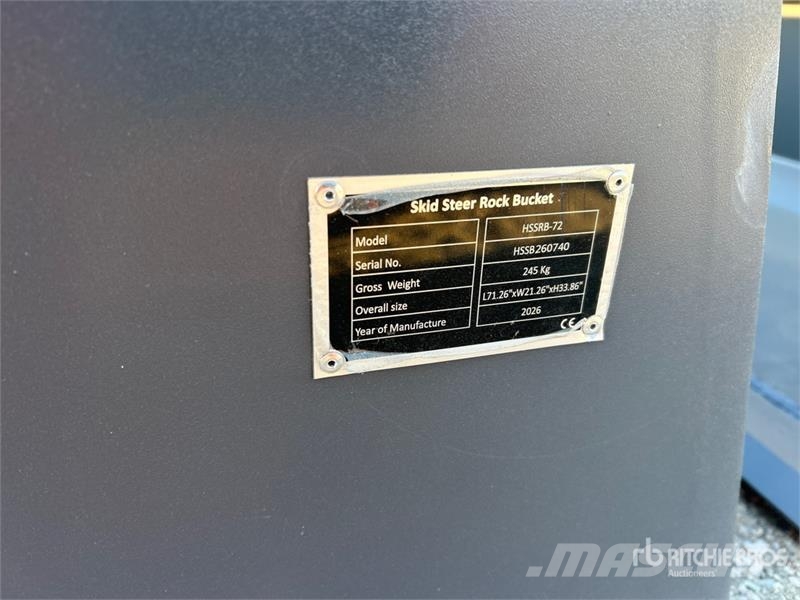 TOFT HSSRB-72 72 in Skid Steer Bucket (Unused) Buckets