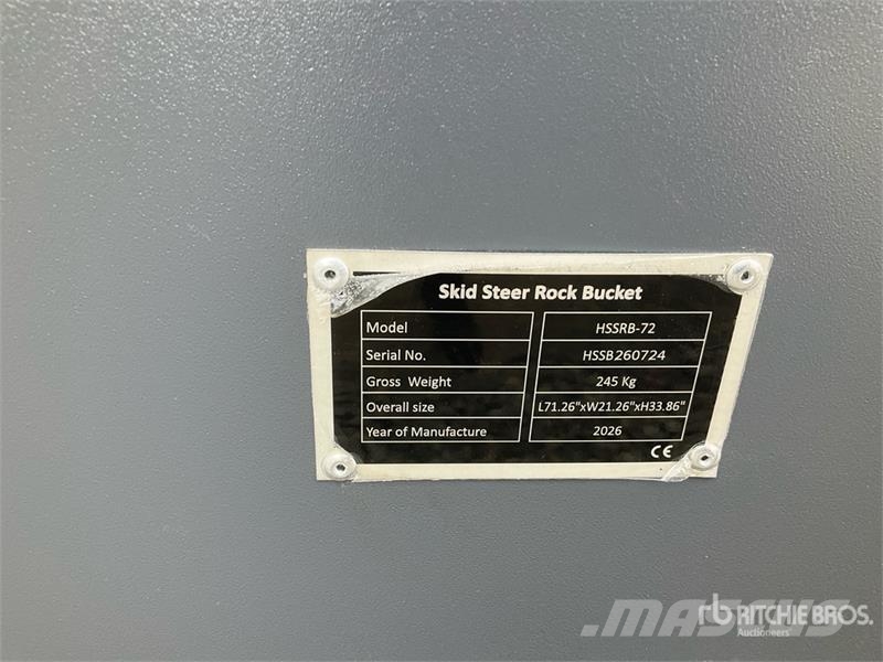 TOFT HSSRB-72 72 in Skid Steer Bucket (Unused) Godet