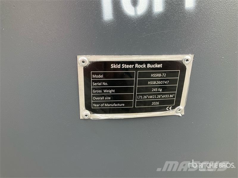 TOFT HSSRB-72 72 in Skid Steer Bucket (Unused) Godet