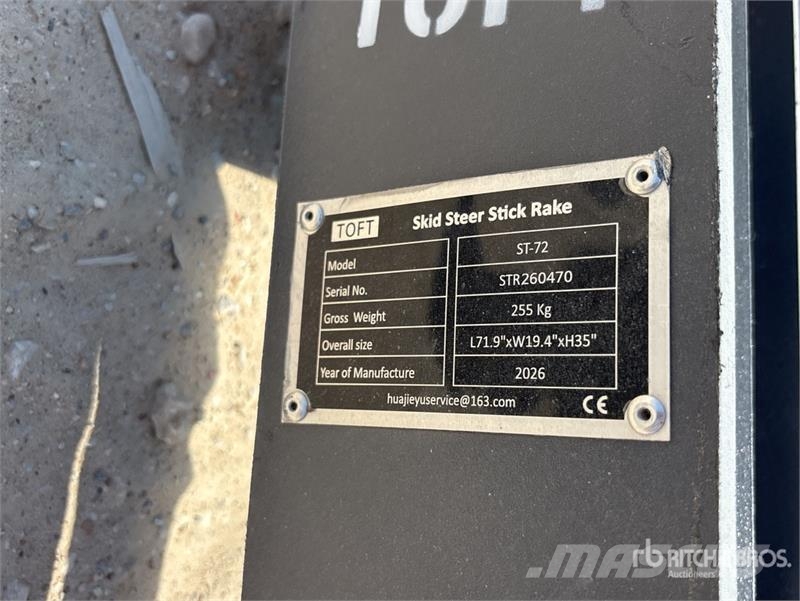  TOFT ST-72 72 in Skid Steer Landscape Rake (Unused Ancinho virador