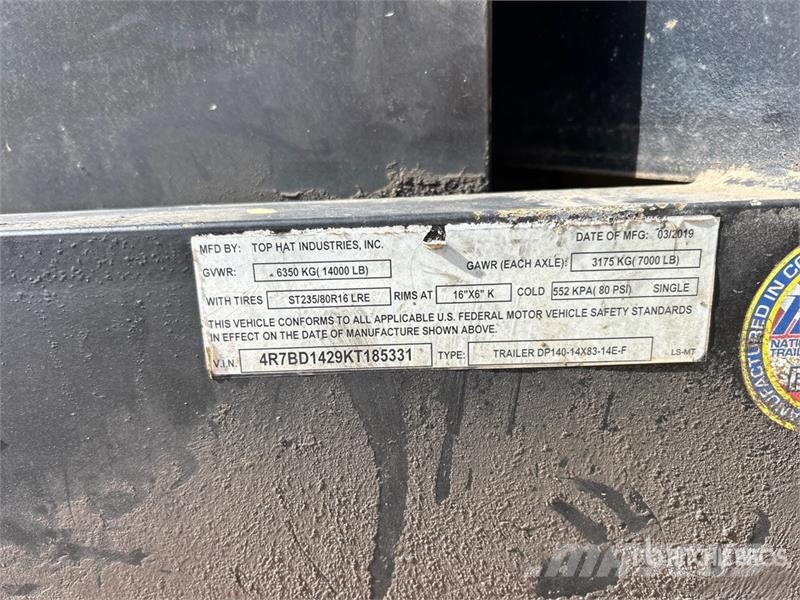 Top Hat DP-140-14X83-14E-F 14 ft T/A Dump Utility Trailer Kiper prikolice