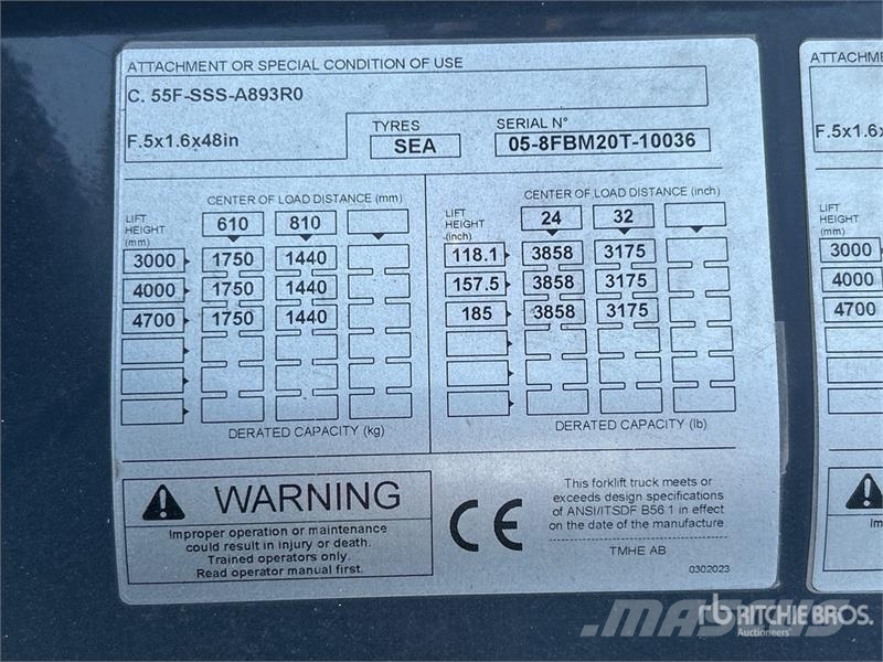 Toyota 05-8FBM20T 4000 lb Electric Forklift 전동 지게차