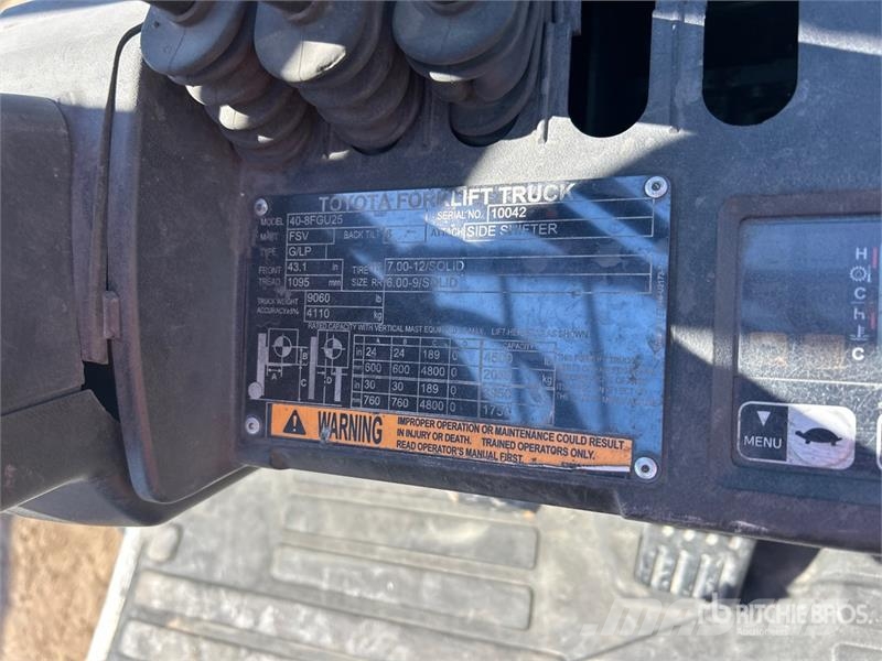 Toyota 40-8FGU25 4500 lb Pneumatic Tire Forklift Autokrāvēji - citi