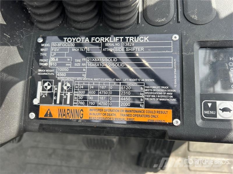 Toyota 50-8FGCU30 5120 lb Cushion Tire Forklift شاحنات ذات رافعات شوكية - أخرى