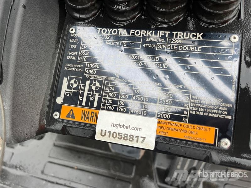 Toyota 50-8FGCU32 5200 lb Cushion Tire Forklift Інше
