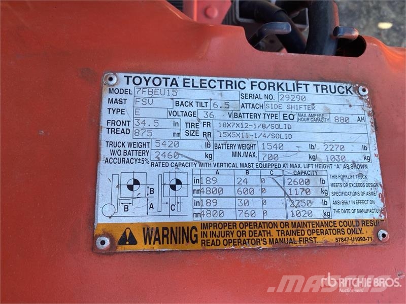 Toyota 7FBEU15 Elektriske trucker