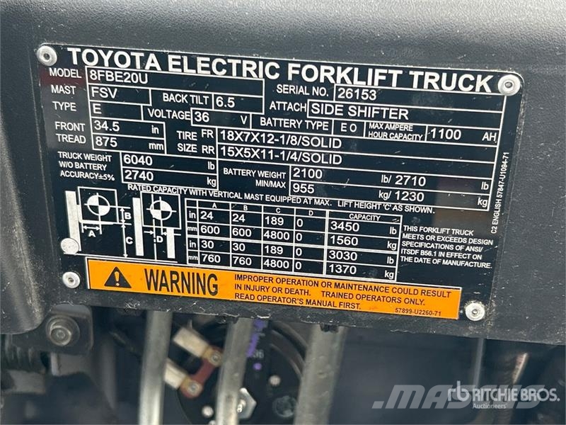 Toyota 8FBE20U Elektriske trucker