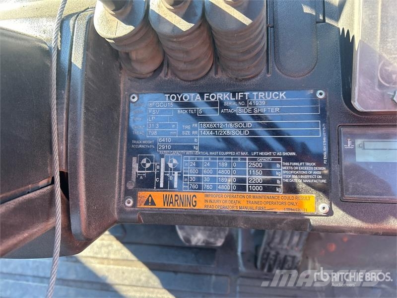 Toyota 8FGCU15 2500 lb Cushion Tire Forklift شاحنات ذات رافعات شوكية - أخرى