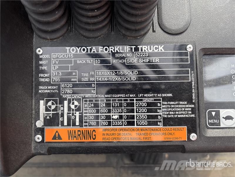 Toyota 8FGCU15 2700 lb Forklift Targoncák-Egyéb