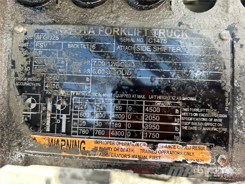 Toyota 8FGU25 4500 lb Pneumatic Tire Forklift (Inoperable Forklift trucks - others