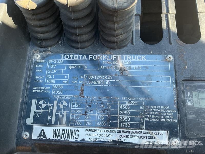 Toyota 8FGU25 4500 lb Pneumatic Tire Forklift Heftrucks overige