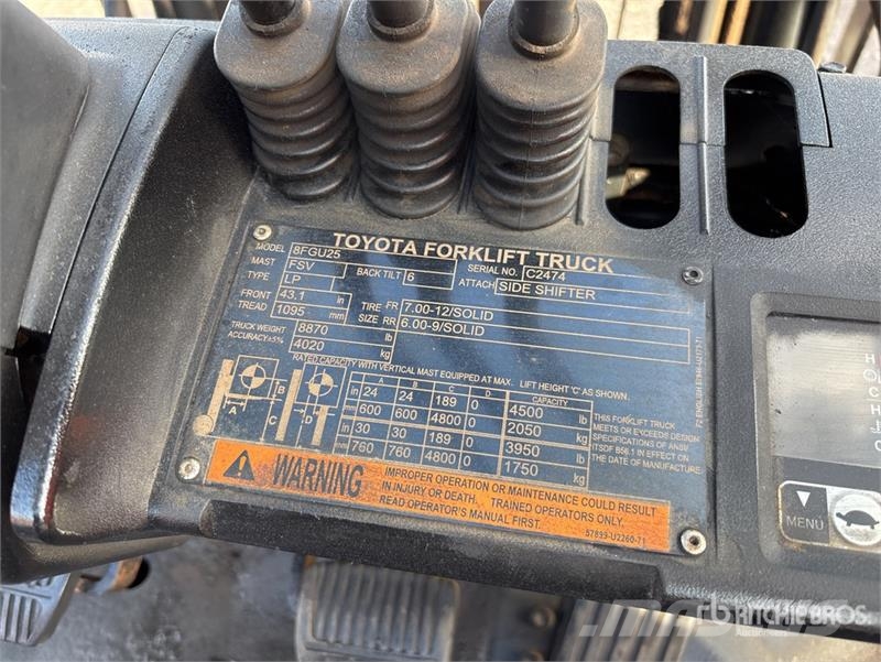 Toyota 8FGU25 4500 lb Pneumatic Tire Forklift Інше