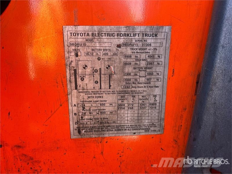 Toyota 9BDRU15 3000 lb Electric Forklift Электропогрузчики