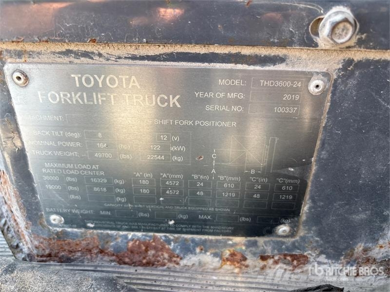 Toyota THD3600-24 36000 lb Pneumatic Tire Forklift (Inope شاحنات ذات رافعات شوكية - أخرى