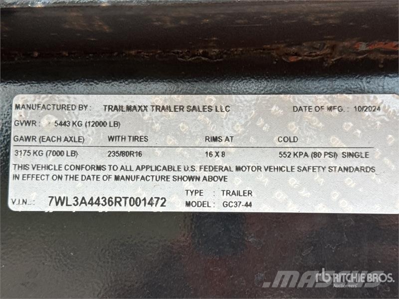 Trail Maxx GC37-44 4800 lb 44 ft T/A Gooseneck Equipment Trai Auto pārvadāšanas treileri
