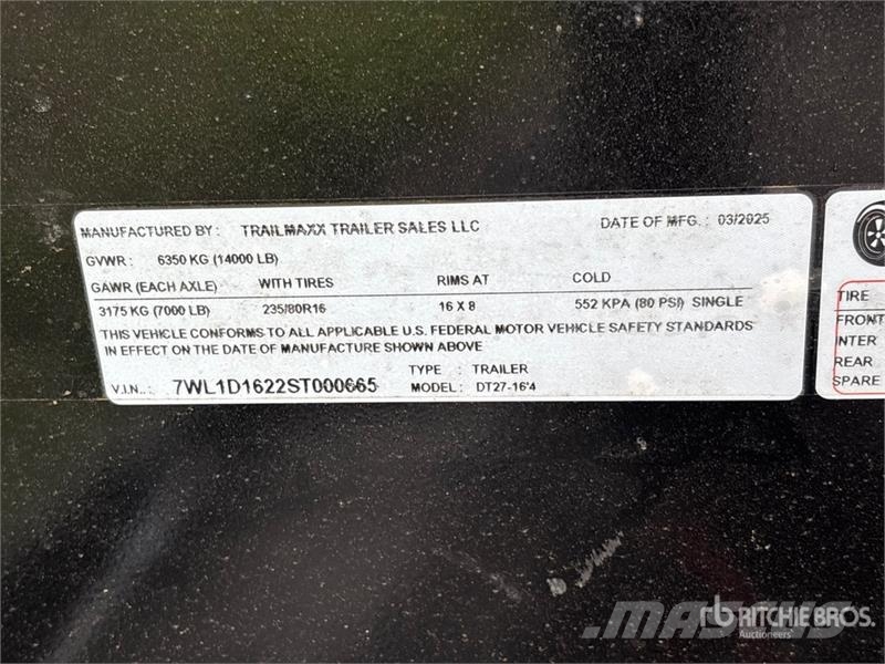 TrailMax Dt27 16 ft T/A Dump Utility Trailer Przyczepy wywrotki