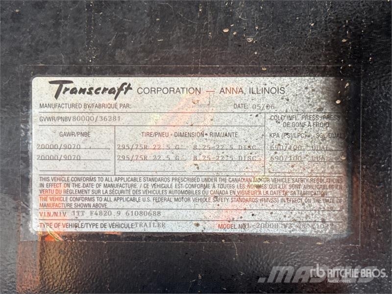 Transcraft L-2000H 48 ft T/A Spread Axle Flatbed Trailer Platformas/izkraušana no sāniem
