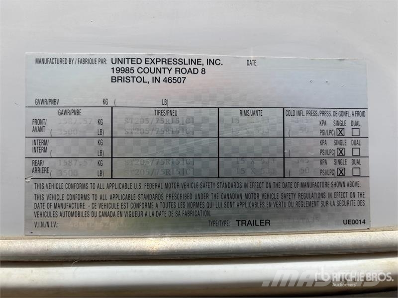 United Expressline U714TA35 14 ft T/A Enclosed Trailer Gesloten opbouw trailers