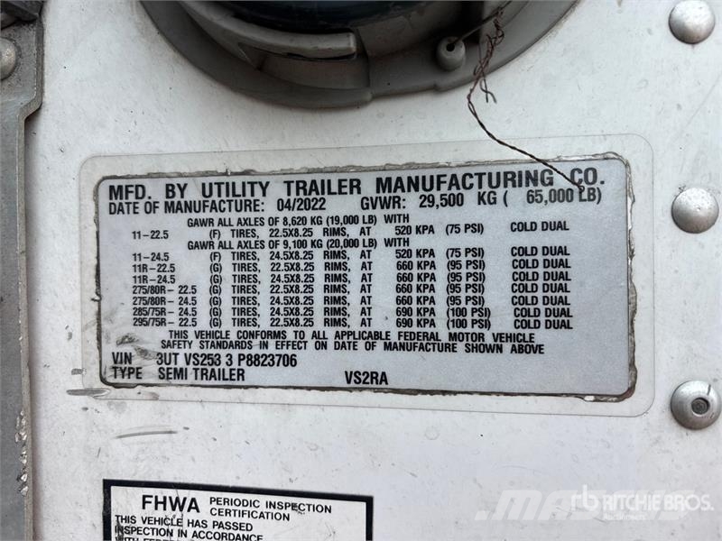 Utility 53 ft T/A Refrigerated Trailer Piekabes ar temperatūras kontroli