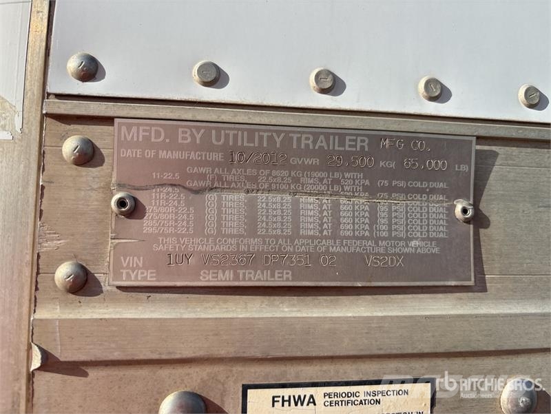 Utility VS2RA 36 ft x 102 in T/A Van Trailer 箱體拖車