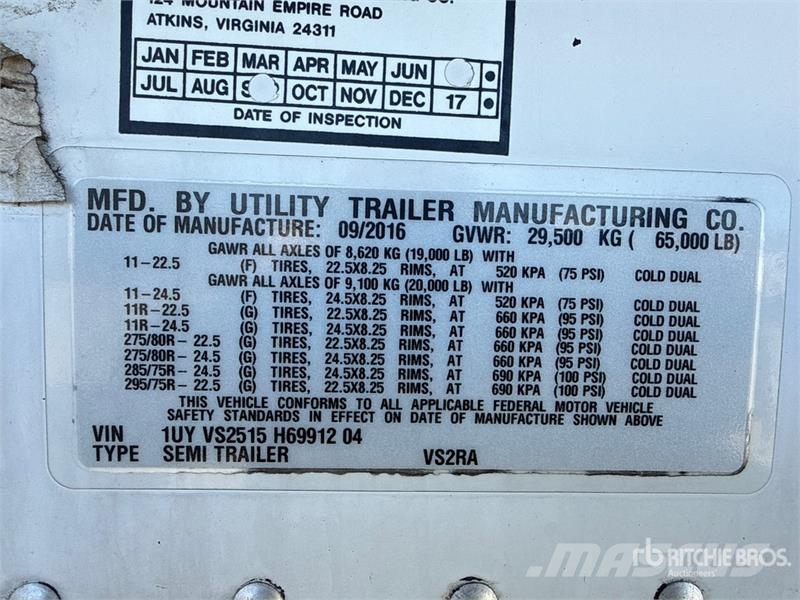 Utility VS2RA 51 ft x 96 in T/A Refrigerated Trailer Külmikpoolhaagised