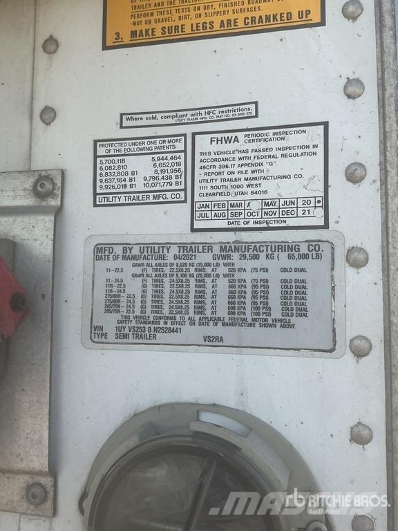 Utility VS2RA 53 ft T/A Refrigerated Trailer Piekabes ar temperatūras kontroli
