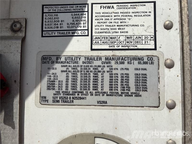 Utility VS2RA 53 ft T/A Refrigerated Trailer Piekabes ar temperatūras kontroli