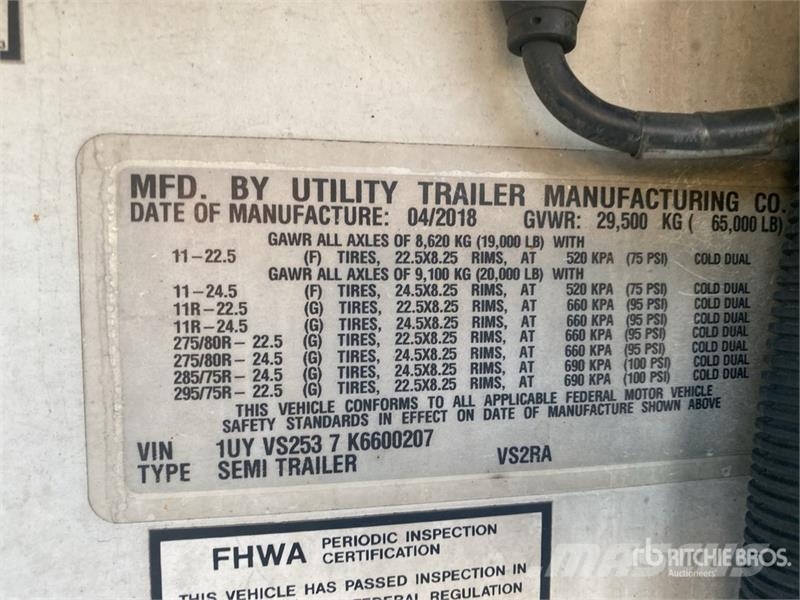 Utility VS2RA 53 ft x 102 in T/A Refrigerated Trailer Külmikpoolhaagised
