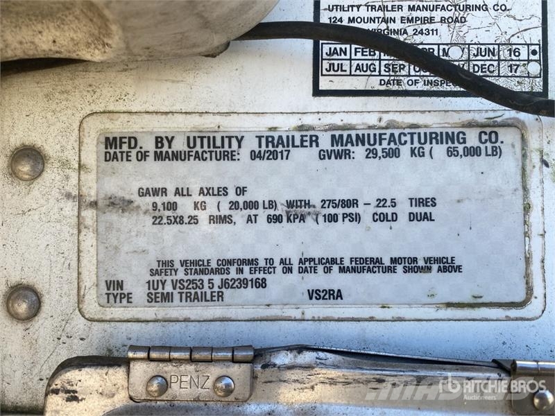 Utility VS2RA 53 ft x 102 in T/A Refrigerated Trailer Kylmä-/Lämpökoripuoliperävaunut