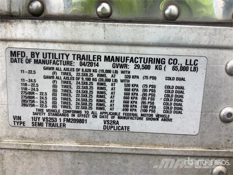 Utility VS2RA 53 ft x 102 in T/A Refrigerated Trailer Piekabes ar temperatūras kontroli