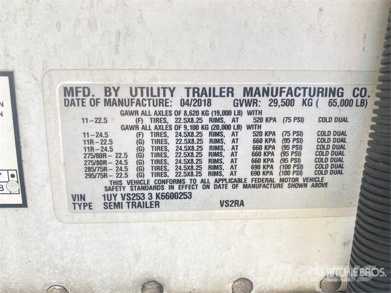 Utility VS2RA 53 ft x 102 in T/A Refrigerated Trailer Külmikpoolhaagised