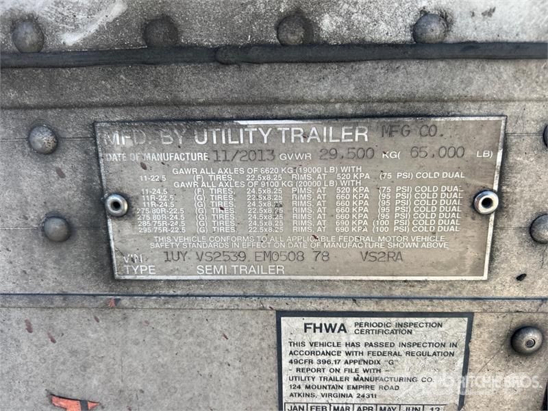 Utility VS2RA 53 ft x 102 in T/A Refrigerated Trailer 控溫式半拖車