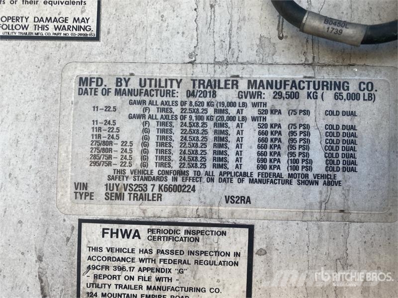 Utility VS2RA 53 ft x 102 in T/A Refrigerated Trailer Kühlauflieger