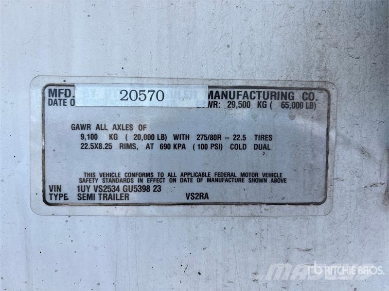 Utility VS2RA 53 ft x 102 in T/A Refrigerated Trailer 保温半挂车