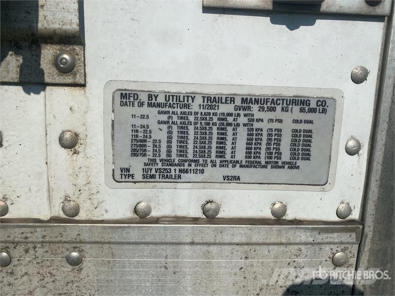 Utility VS2RA 53 ft x 102 in T/A Refrigerated Trailer Kühlauflieger