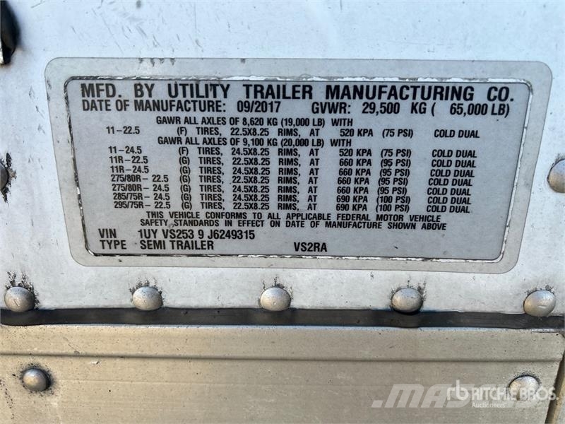 Utility VS2RA 53 ft x 102 in T/A Refrigerated Trailer Piekabes ar temperatūras kontroli